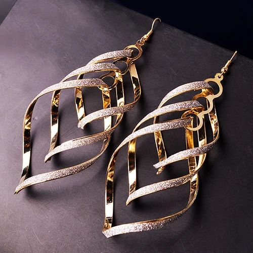 

2019 hot sell Women's Retro Alloy Dull Polish Spiral Multi-layer Big Cross Eardrop Drop Earrings 56JD