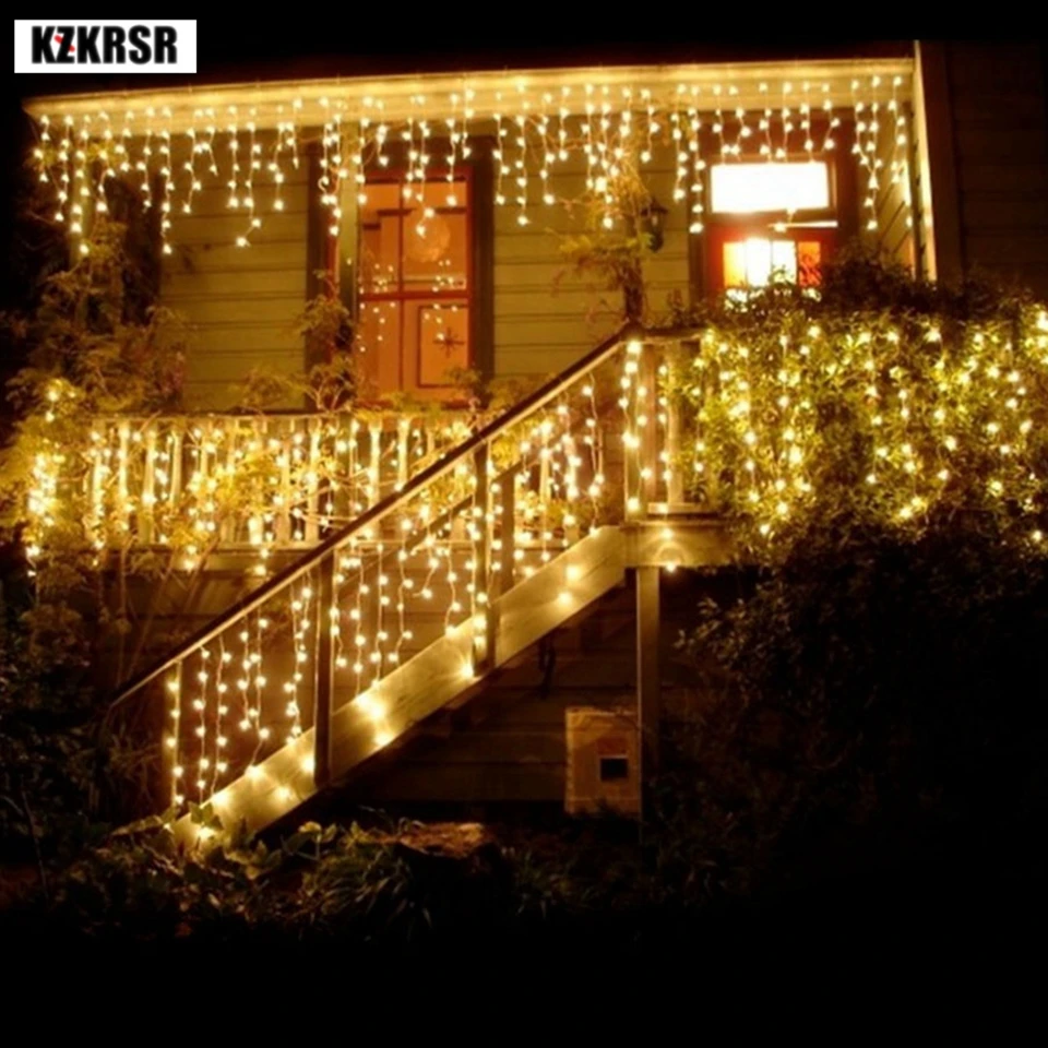 

AC220V 4M droop 0.5M 96leds Led Curtain Icicle String Lights Decorative led lights led christmas Lights for New Year Wedding