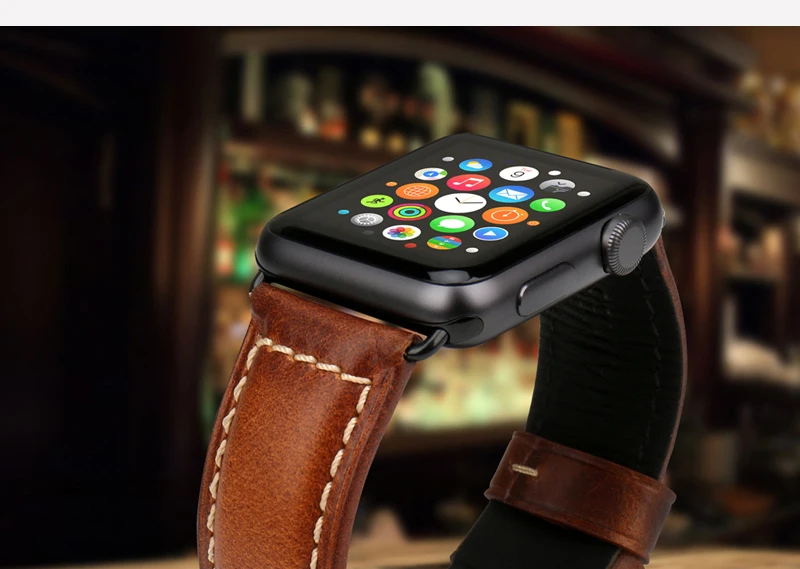 MAIKES для Apple Watch, ремешок 42 мм, 38 мм, 44 мм, 40 мм, серия 4, 3, 2, 1, iWatch, СИНИЙ Масляный воск, кожаный ремешок для Apple Watch, ремешок