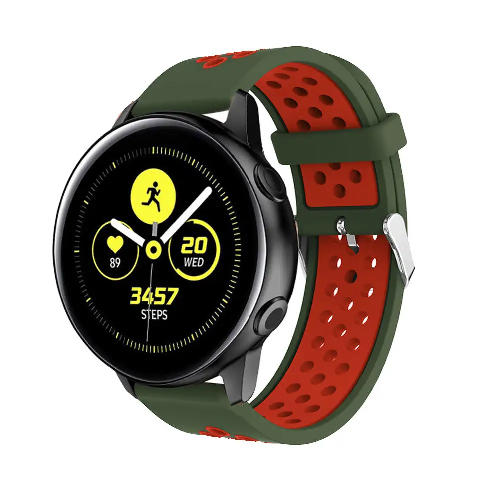 Силиконовые Ремешки для наручных часов для samsung Galaxy Watch активный ремешок для samsung Galaxy 42 мм сменные спортивные часы ремешок на запястье горячая распродажа - Цвет ремешка: army Green red