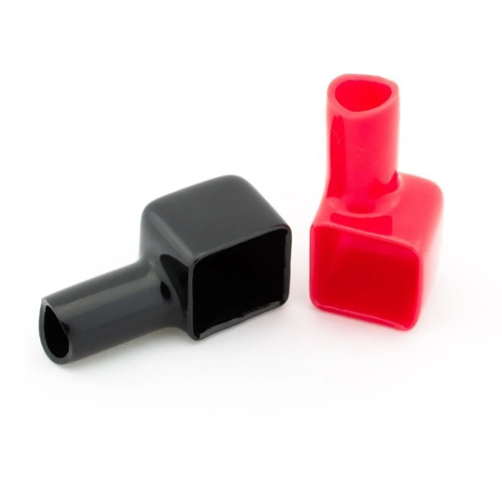 2pcs Square Motorcycle Battery Terminals Rubber Covers Red&Black Universal fit for Bike Scooter