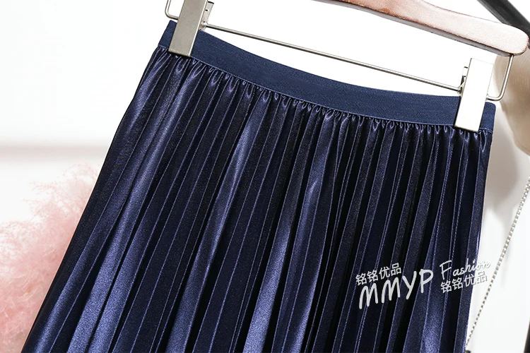 Весенне-осенняя Асимметричная фатиновая Лоскутная плиссированная сатиновая длинная юбка двухсторонняя одежда сетчатая плиссированная длинная юбка трапециевидной формы