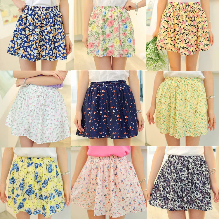 2015 New Korean Woman Chiffon skirt Pleated Girls Skirts Short Skirts ...