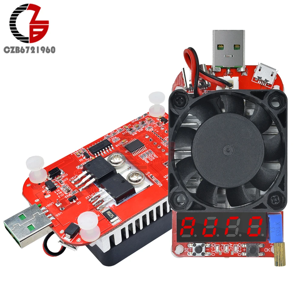 

QC3.0 35W Digital USB Smart Trigger Electronic Load Tester Lithium Battery Voltage Meter Aging Resistor Adjustable Current 12V