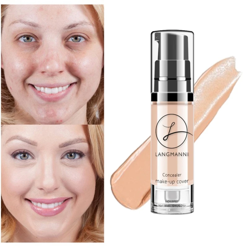 New Langmanni 6 Colors Liquid Foundation Makeup Natural Concealer Whitening Waterproof Make Up Contour Cream Make Up Cosmetics