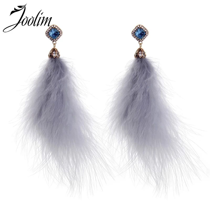 Joolim Big Fluffy Feather Drop Earring Dangle Earring Wholesalein Drop