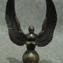 Старинная китайская бронза собирает муха Орел человек Крылатая Гаруда Redpoll Бог статуя Будды