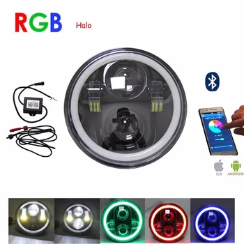 

For Harley motorcycle 5.75inch led headlight with RGB Halo Bluetooth Remote Control 40W High/Low Beam headlamp