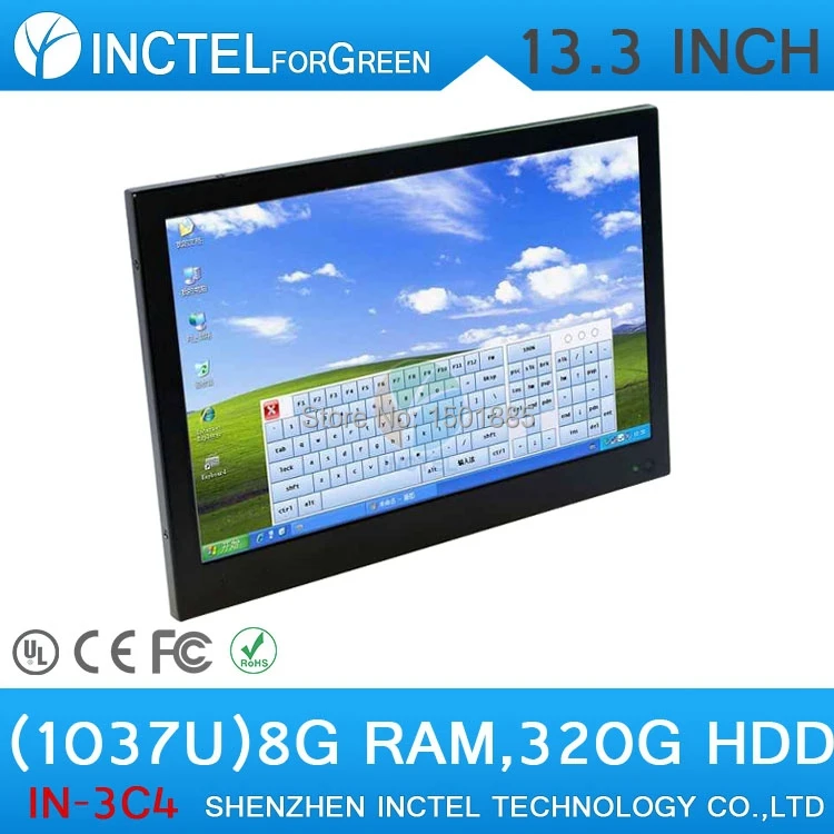 13.3 inch desktop pc hdmi input for office with 8G RAM 320G HDD