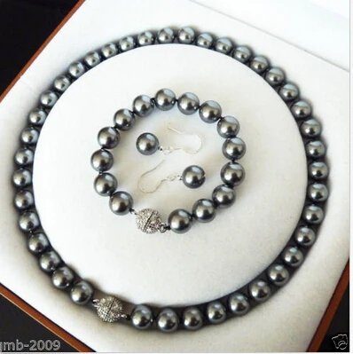 Модное 10 мм черное жемчужное ожерелье браслет серьги|necklaces bracelets earrings|bracelet