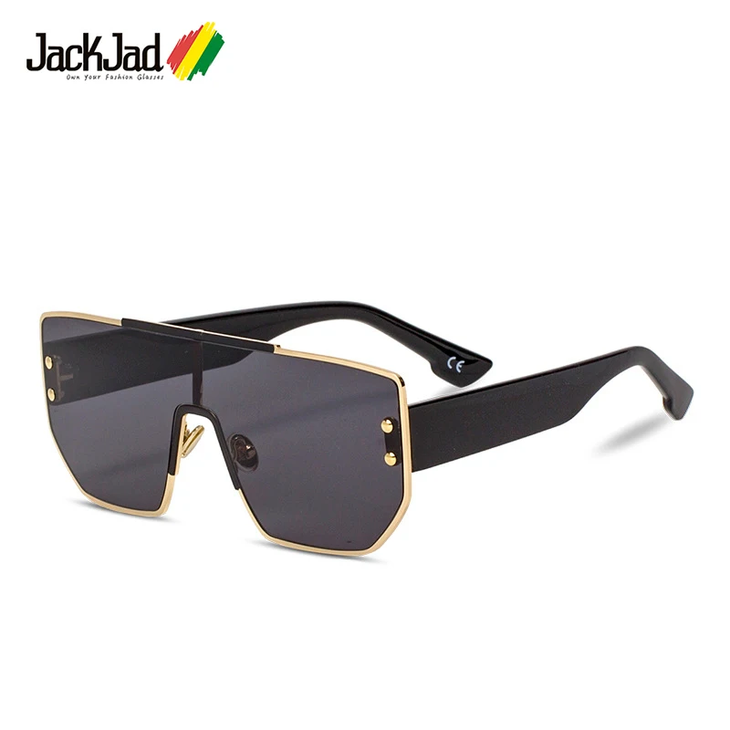 

JackJad 2019 Fashion Modern Cool Square Shield Style Sunglasses Rivets Two Dots Popular Brand Design Sun Glasses Oculos De Sol