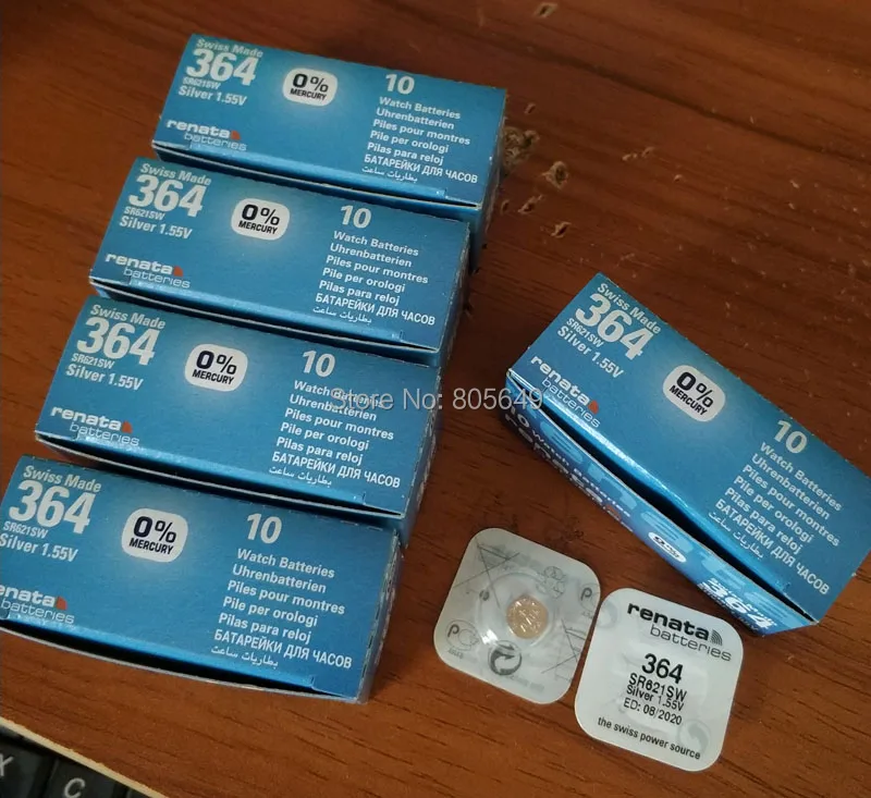 10xrenata Серебряный оксид часы батарея 364 SR621SW 621 1 55 V 100% оригинальный бренд renata