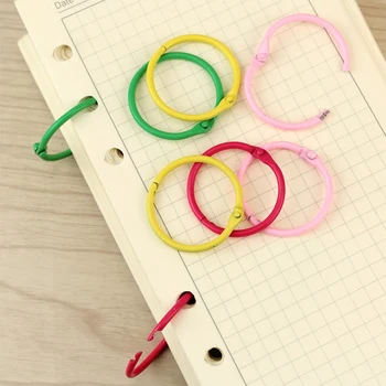 

50x 45mm Colored Metal Baking Varnish Loose Leaf Binder Hinged Book Rings Multi-function Circle Ring for DIY Carft Memo Key Ring