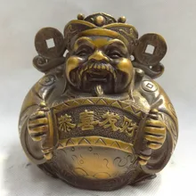 Китайский Бронзовый Буддийский Богатство Монета Счастливый Маммоне Будда Цай Бог Статуя Статуэтка