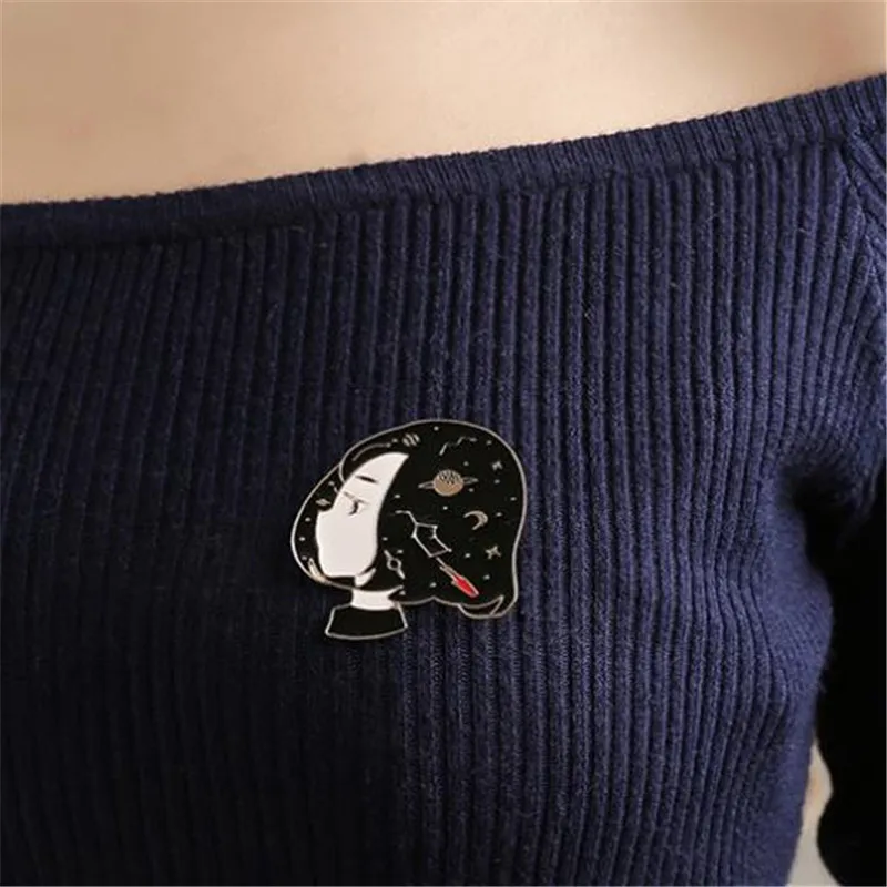 Модные Galaxy девушка металлические значки иконки на Pin Hipster брошь одежду значок для