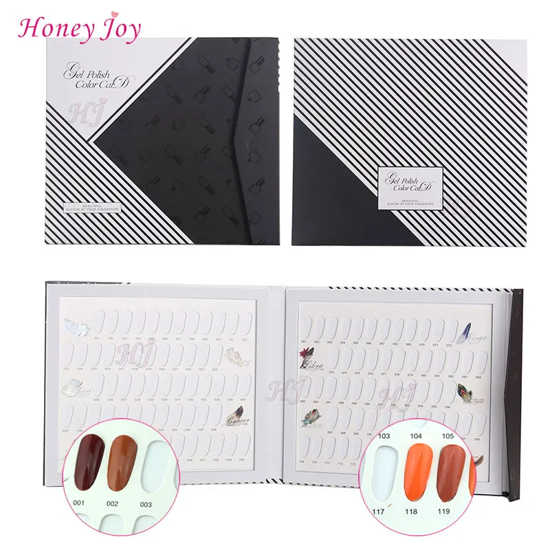 

Pro 120 Colors Black and White Stripe and Printed Nail Polish Pattern Nail Gel Polish Display Card Book Chart for Nail Art Salon