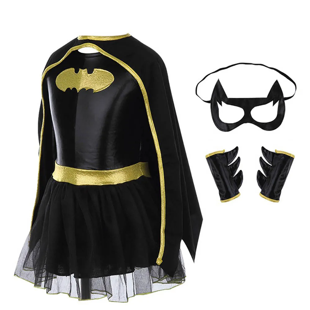 

Child's Batgirl Costume Deluxe Batgirl Tutu Dress with Cloak Eye Mask Girl's Superhero Costumes Batman Role Play Costume Set