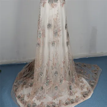 

New Design African Mesh Lace Fabric With Rhinestone Lace Fabric 3D Flower High Quality For Nigerian Lace Fabrics For Dress S26-2