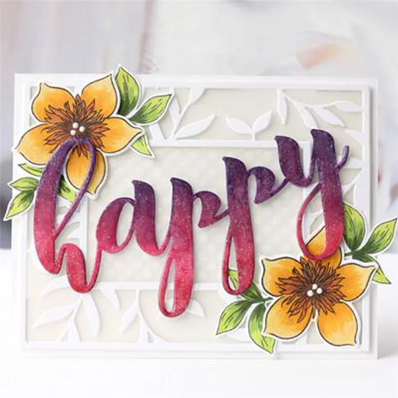 

YaMinSanNiO Happy Letter Word Dies Cutting Dies 2019 for Card Making Scrapbooking Embossing Paper Craft Stencil Metal Die Cut