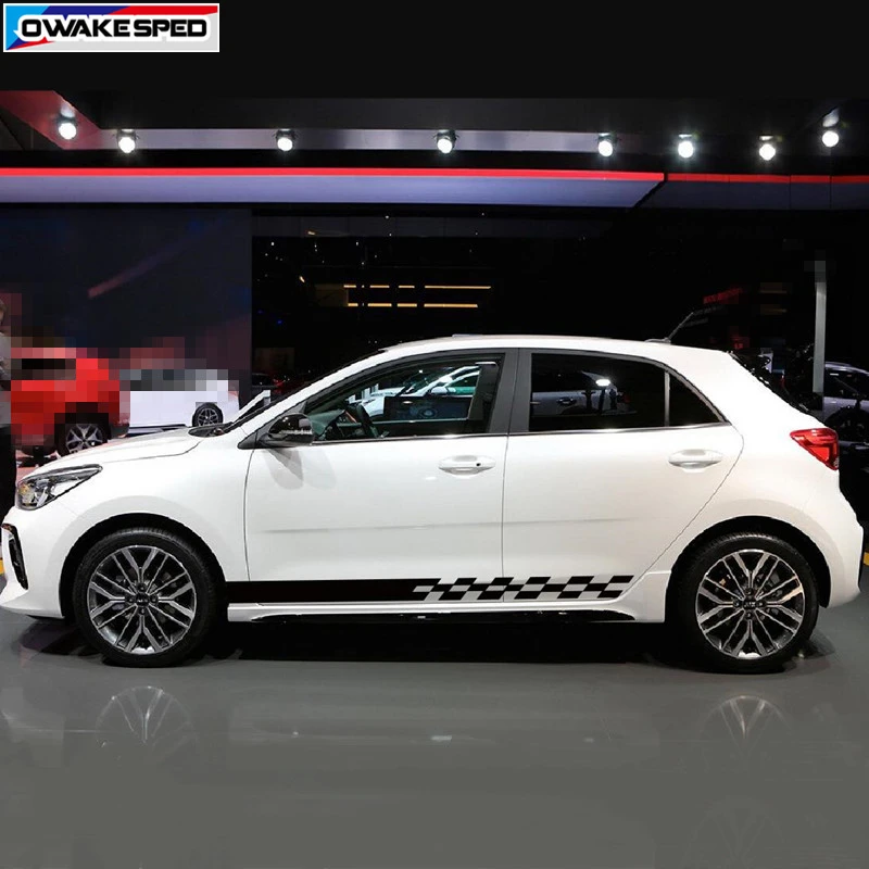 Наклейки в полоску с гоночным флагом для KIA RIO хэтчбек седан автомобильная