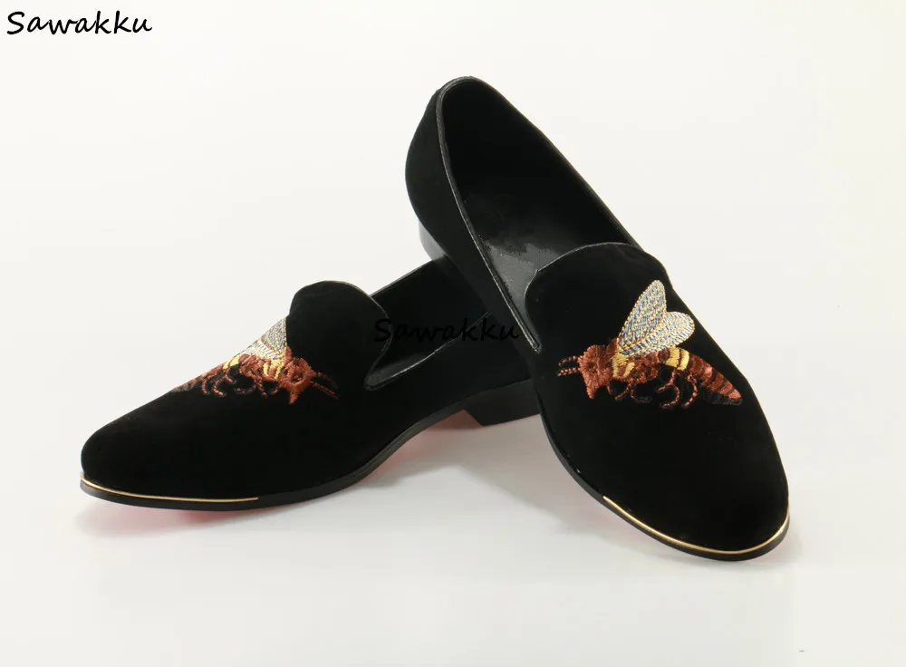 leather loafer with bee
