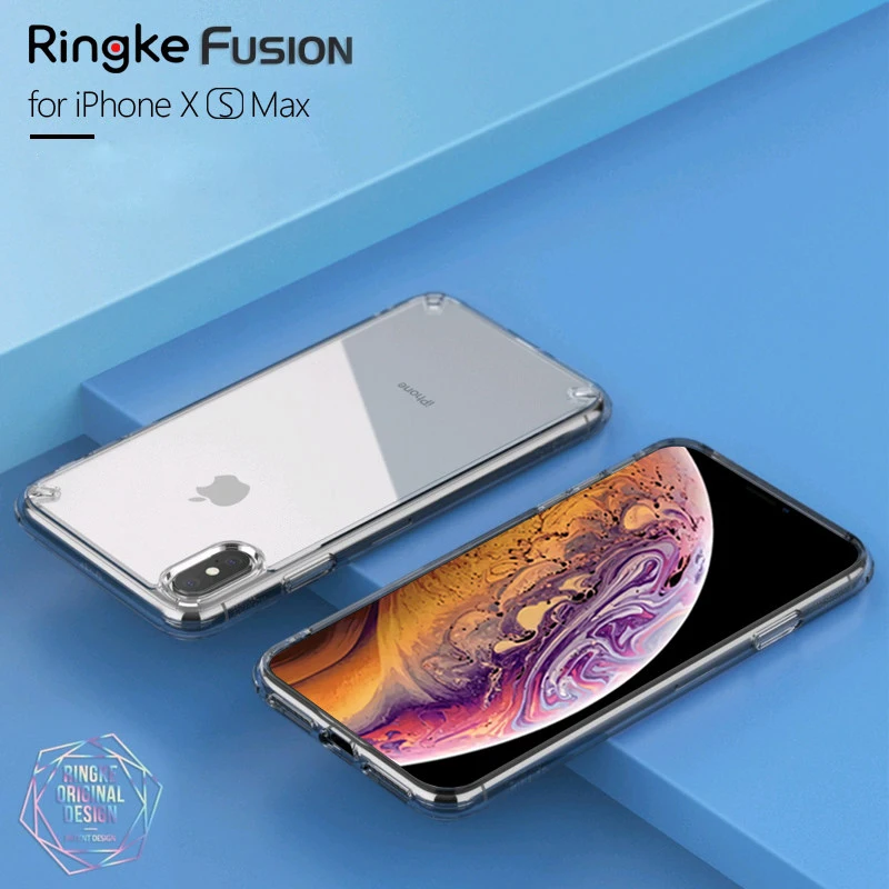

Ringke Fusion Case for iphone XS MAX Case Clear PC Back and Soft TPU Frame Hybrid Military drop tested for iPhone XS / XR