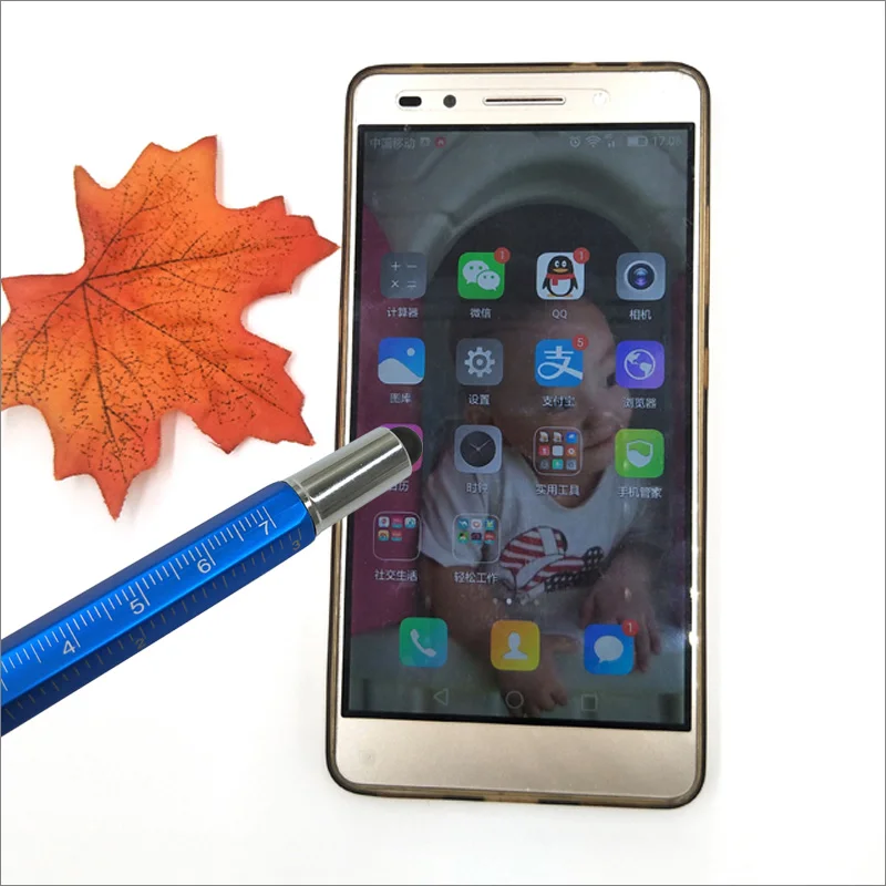 Yushun Multifunctional Screwdriver Pen Ballpoint Pen Touch Screen Tool ruler foot level supplie School Office Stationery