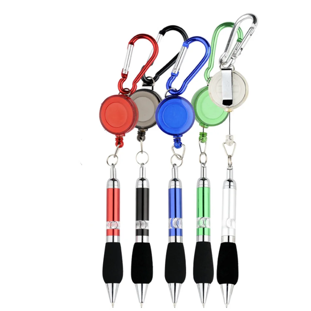 Retractable Badge Reel Ballpoint Pen Belt Clip Key chain with Carabiner Key DSBK 