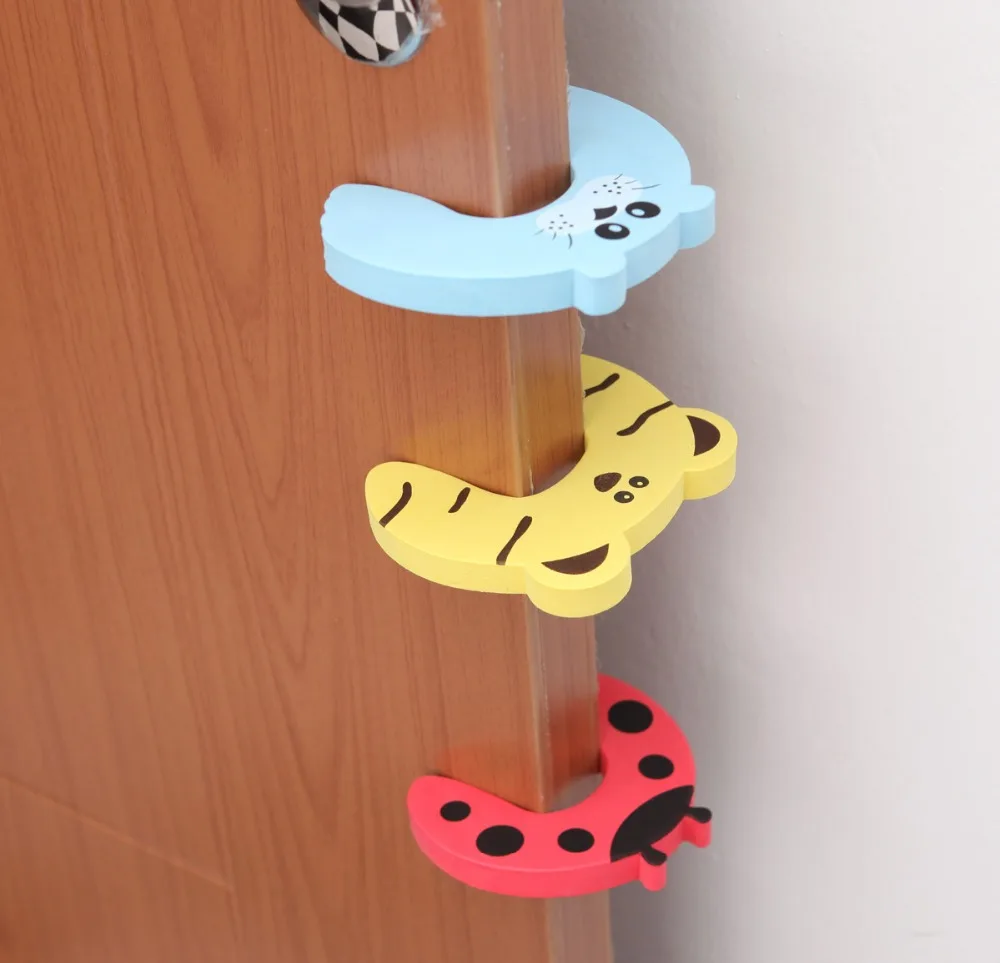 5pcs Kids Baby Cartoon Animal Jammers Stop Edge & Corner Guards Door Stopper Holder lock Safety Finger Protector