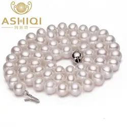 ASHIQI натуральный настоящая жемчужина Цепочки и ожерелья изделия пресноводного Ожерелья с жемчужинами для женщин Свадебные