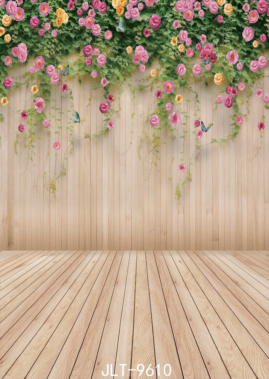 Floral Backdrop Photography Backdrops Wooden Floor Photo Background Vinyl  Cloth Customize 3d For Photo Studio Baby Shower - Backgrounds - AliExpress