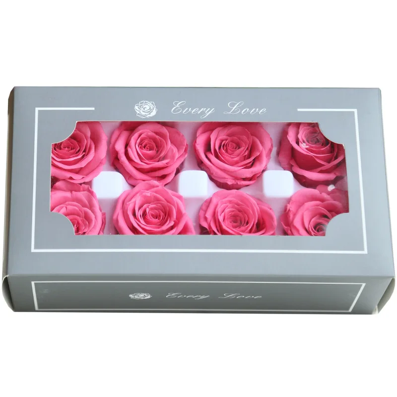 Консервированные розы, бесморская Роза, 4-5 см, подарок на день матери, сделай сам, свадьба, вечная жизнь, цветок, материал, подарок, 8 шт. на коробке, уровень A - Цвет: Hot Pink