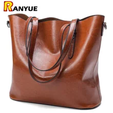 Fashion Women Handbag PU Oil Wax Leather Women Bag Large Capacity Tote Bag Big Ladies Shoulder