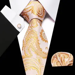 Новые золотые Пейсли Мужские галстуки Набор дополнительный длинный размер 145 см * 8 см галстук шёлковый жаккардовый тканый шейный галстук