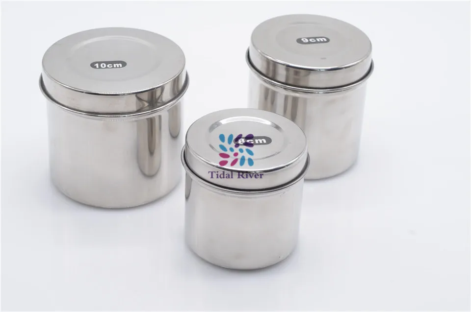 3pc Stainless Steel Cotton Ball Gauze Tampon Jar Holder Dispenser