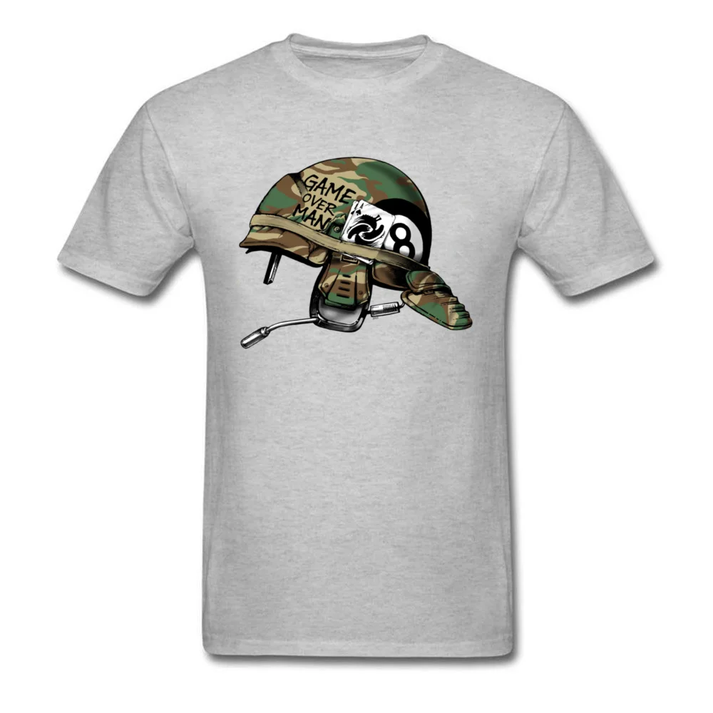 Geek Game Over Man Men's T-shirts Family Summer Fall Short Sleeve O-Neck 100% Cotton Tops Shirt Birthday Tee-Shirt Game Over Man grey