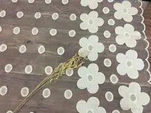 Arroz branco posicionamento bilateral bordados de flores de organza rendas tecido de renda
