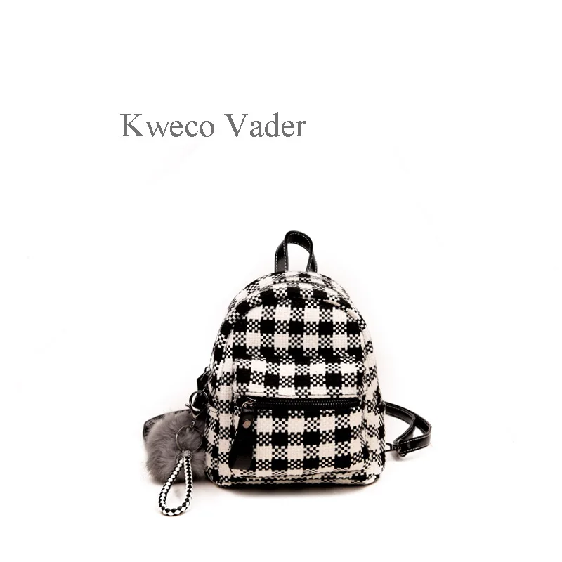 

Kweco Vader Fashion Brand Women Backpacks Mini Shoulder Bag Female Wool Casual Small Daypack Backpacks For Teenagers Travel