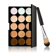 Concealer 15 Colors Contour Palette And Powder Brush 2 Pcs Set Professional Face Concealer Primer Makeup Cream Base Make Up M182