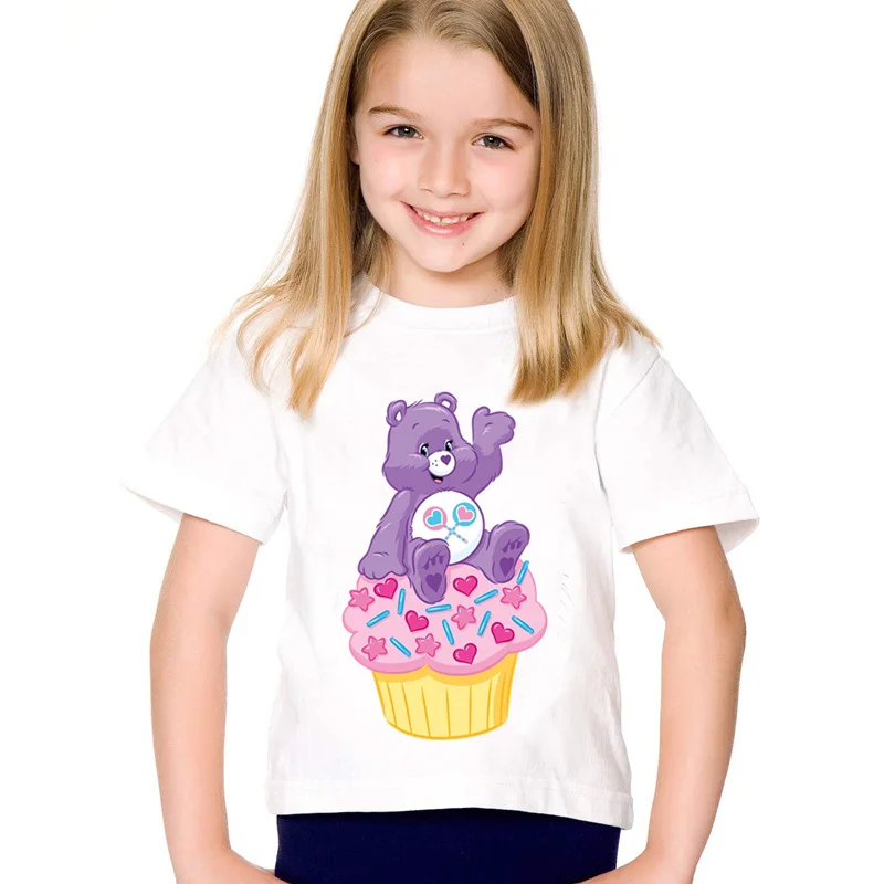 Принт с героями мультфильмов, Care Bears для Детей Забавные футболки, милые детские летние шорты с длинными рукавами футболки для мальчиков/девочек Повседневное одежда для малышей, топы, HKP5146 - Цвет: white-L