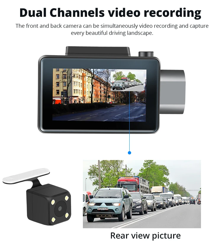 OTFPlus D01 3g WiFi Автомобильный видеорегистратор с 3," сенсорным ips экраном Android gps камера рекордер 1080P двойной объектив WDR 24 часа монитор DVR