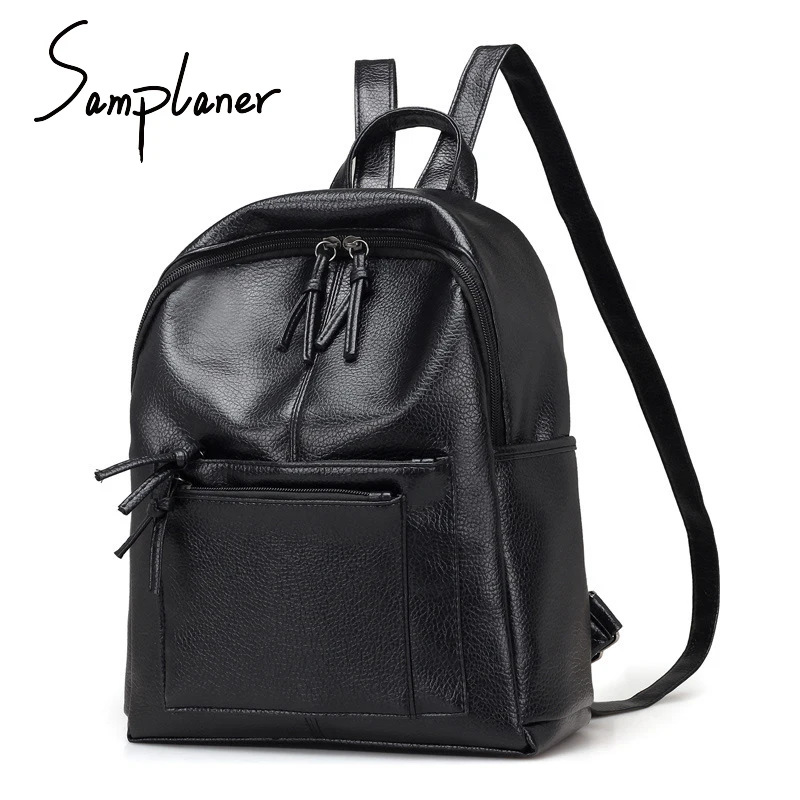 Aliexpress.com : Buy Black PU Leather Backpacks Women 2018 College