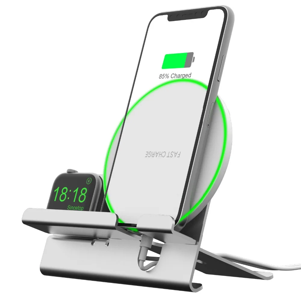 

Charger holder For Apple Watch 2 in 1 Fast Wireless Charging Stand For Apple Watch 3/2/1,Aluminum Alloy For iPhone Xs/XS MAX/X/8
