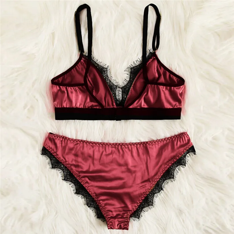 Fashion Women Summer Sexy Satin Lace Lingerie Casual Daily Nightwear Patchwork Sleepwear Lingerie Underwear Sleepwear Set #4A22 (10)