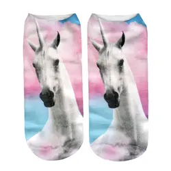 Лидер продаж модные 3D печатных sokken Укороченные носки унисекс характер Розовый Единорог мило Повседневное 3D Носки для девочек для молодой