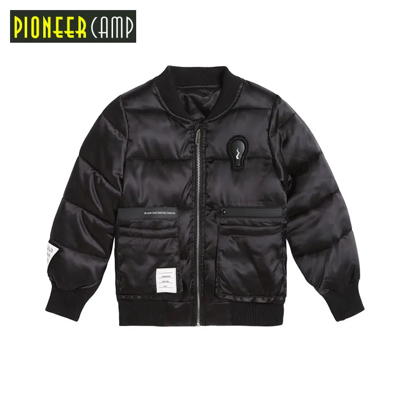 

Pioneer Camp Kids Winter Thicken Jackets for Boys fashion printed teen winter warm jackets coat boys children outerwear black