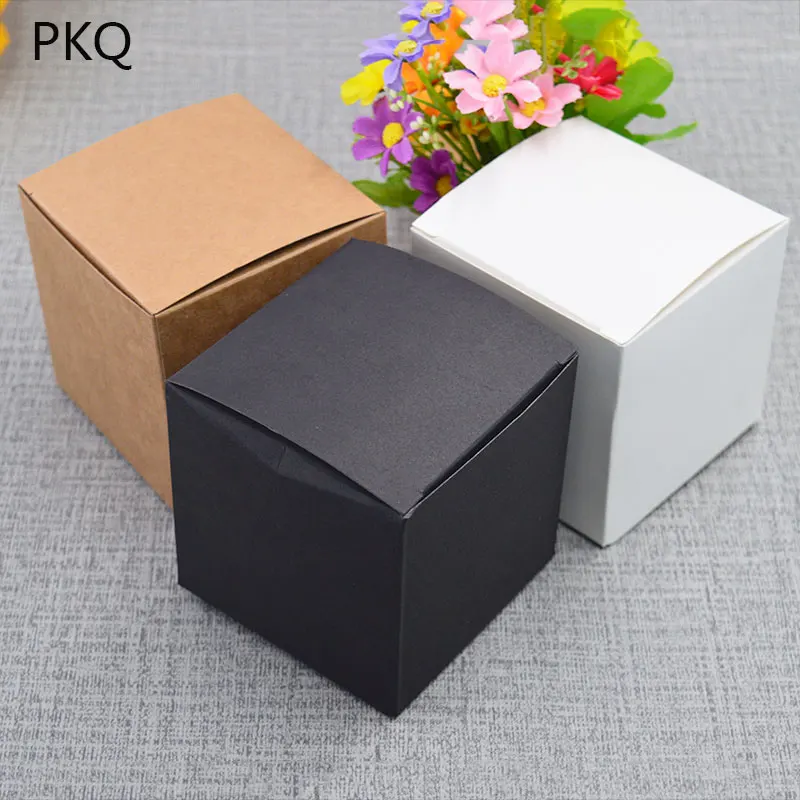20 шт маленький куб крафт-бумага подарочная коробка, квадратные коричневые крафт-картонные коробки для упаковки, большие натуральные крафт-коробки Подарочная коробка на день рождения