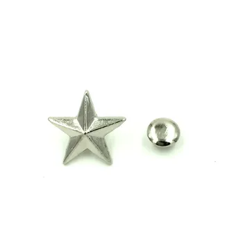 

30Sets Rivet Stud Spot Spike Punk Star Pentacle Garment Silver Tone Belt Bag Jewelry Making Finding 15x15mm