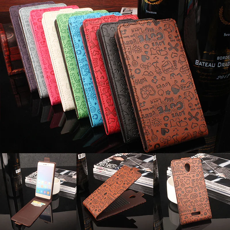 

For Highscreen Power Five Cute 3D Cartoon Case For Highscreen Power Five Leather Card Slot Wallet Phone Cover Pink