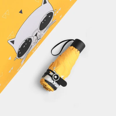 YADA New Cartoon Cat Umbrella uv Sunny&Rainy Folding Umbrella For Women Windproof Designer Hand Painted Cat Head Umbrellas YS687